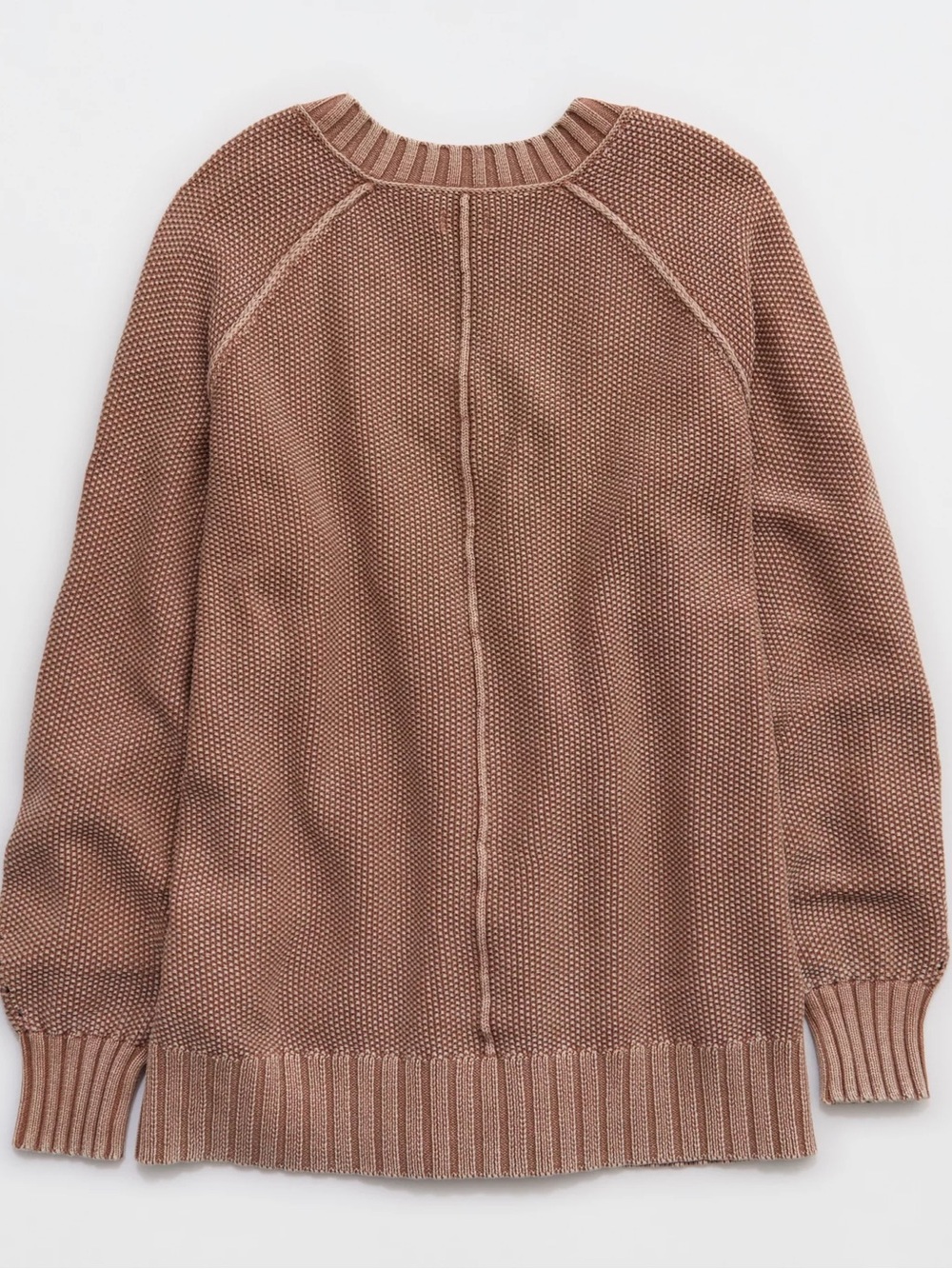 Aerie. Vintage Cotton V Neck Sweater. Horizon Brown. Size XS. - Picture 2 of 12